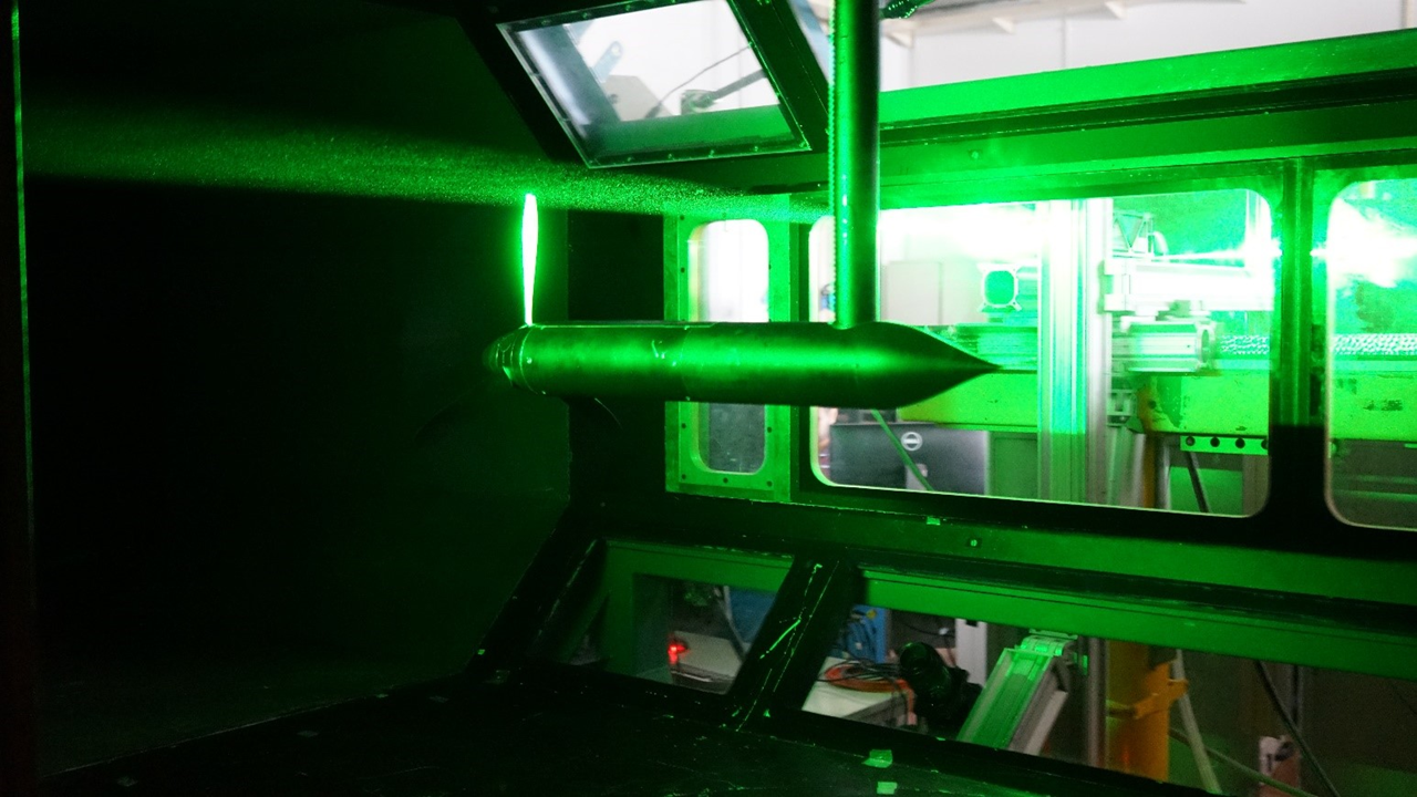 Figure 6: Particle-image velocimetry measurements in the low-speed wind tunnel at TU Delft with a powered propeller mode
